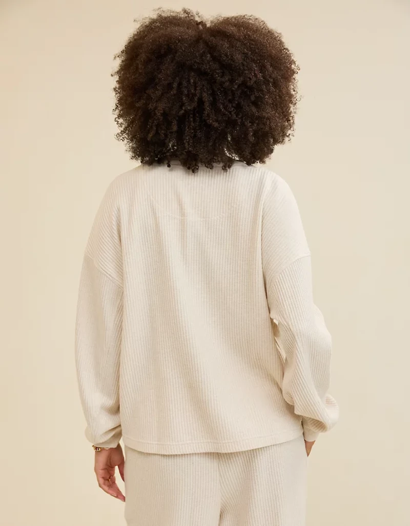 Aerie Waffle Henley Sweatshirt
