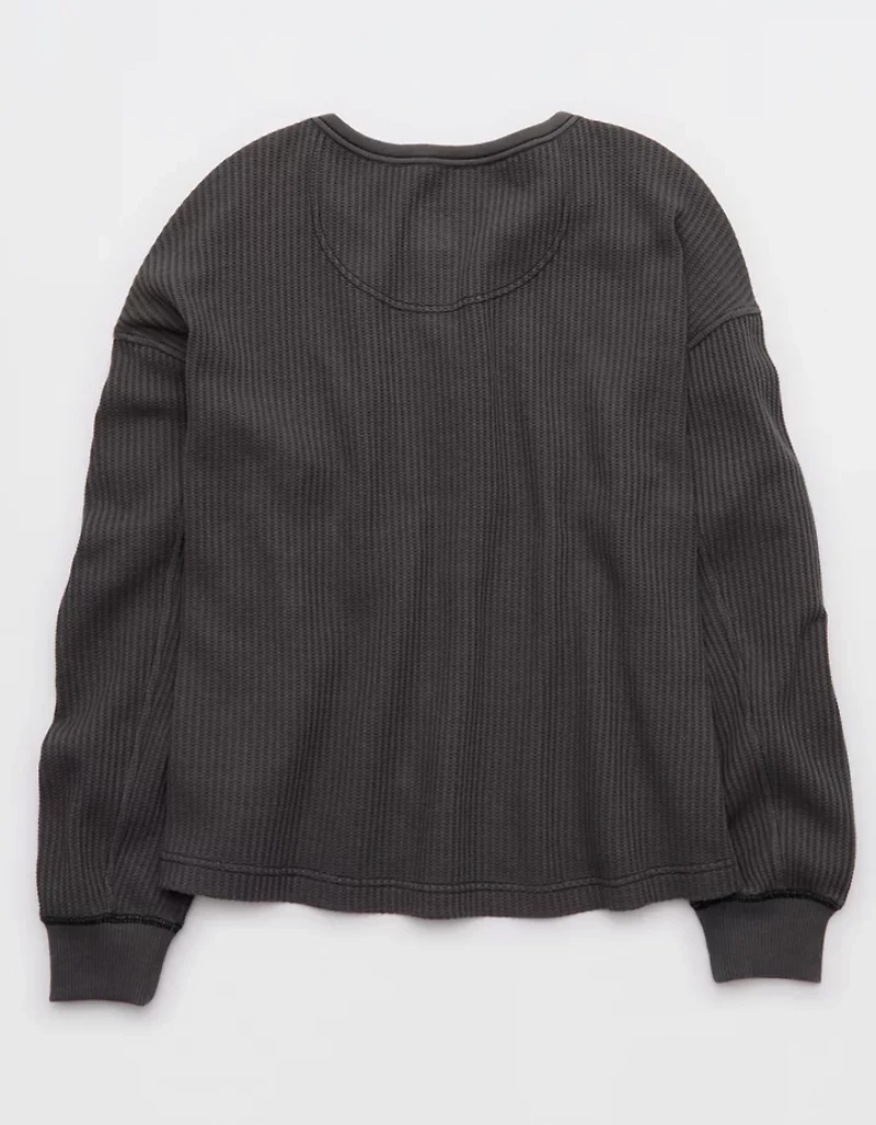 Aerie Waffle Henley Sweatshirt