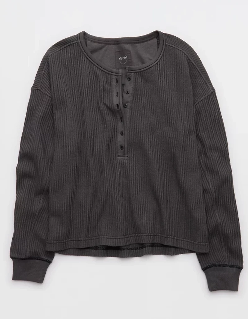 Aerie Waffle Henley Sweatshirt
