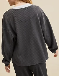 Aerie Waffle Henley Sweatshirt