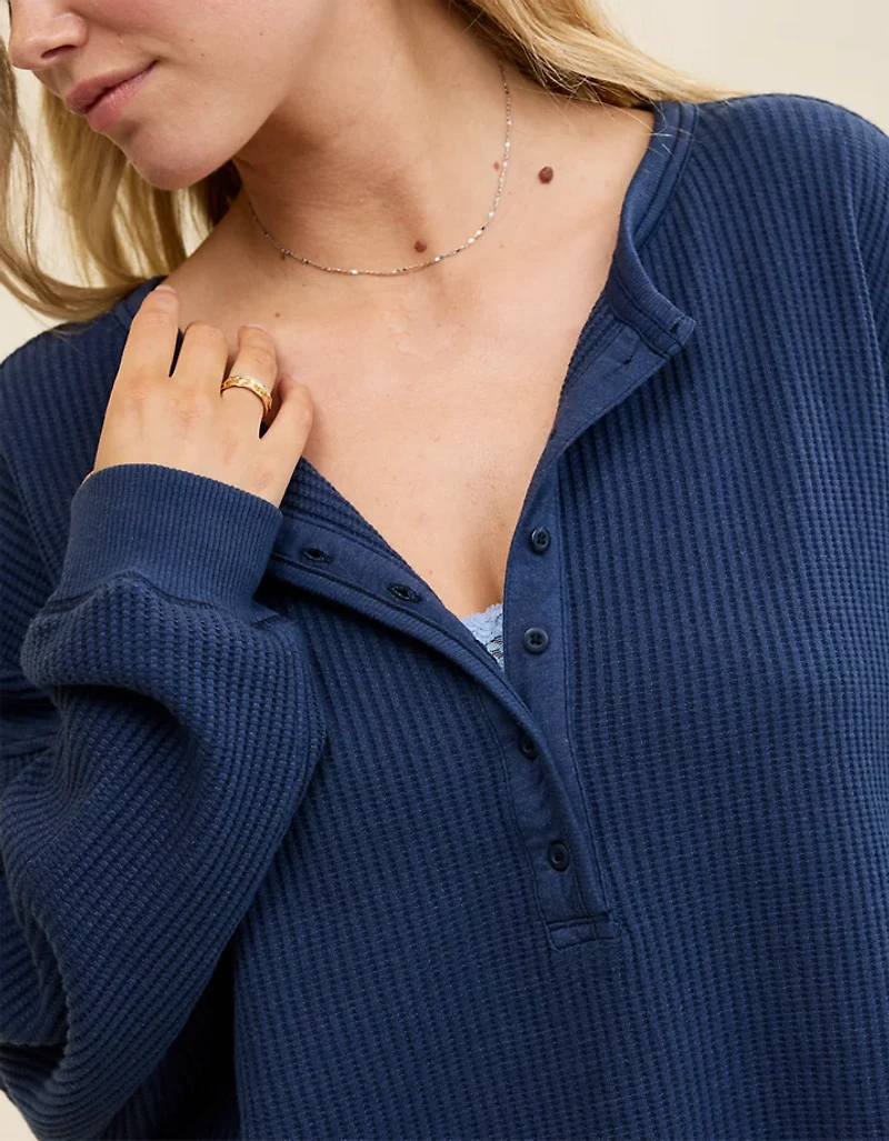 Aerie Waffle Henley Sweatshirt