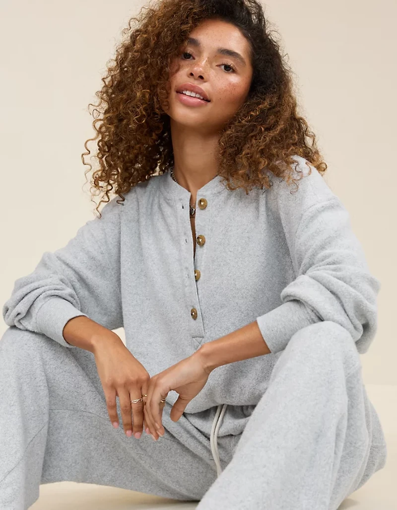 Aerie Sherpa Henley Sweatshirt