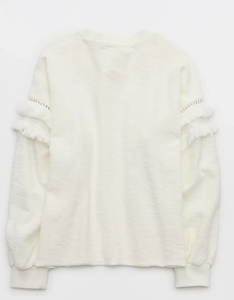 Aerie Textured Oversized Crew Sweatshirt