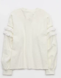 Aerie Textured Oversized Crew Sweatshirt