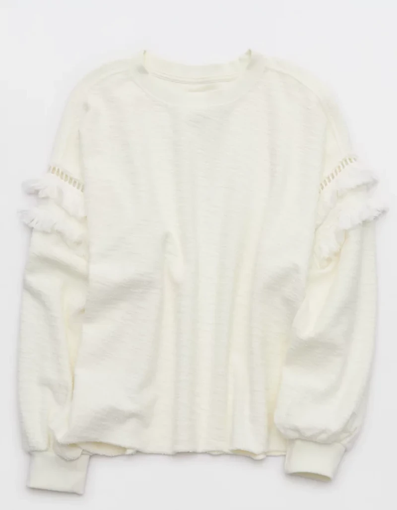 Aerie Textured Oversized Crew Sweatshirt
