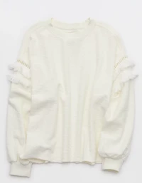 Aerie Textured Oversized Crew Sweatshirt