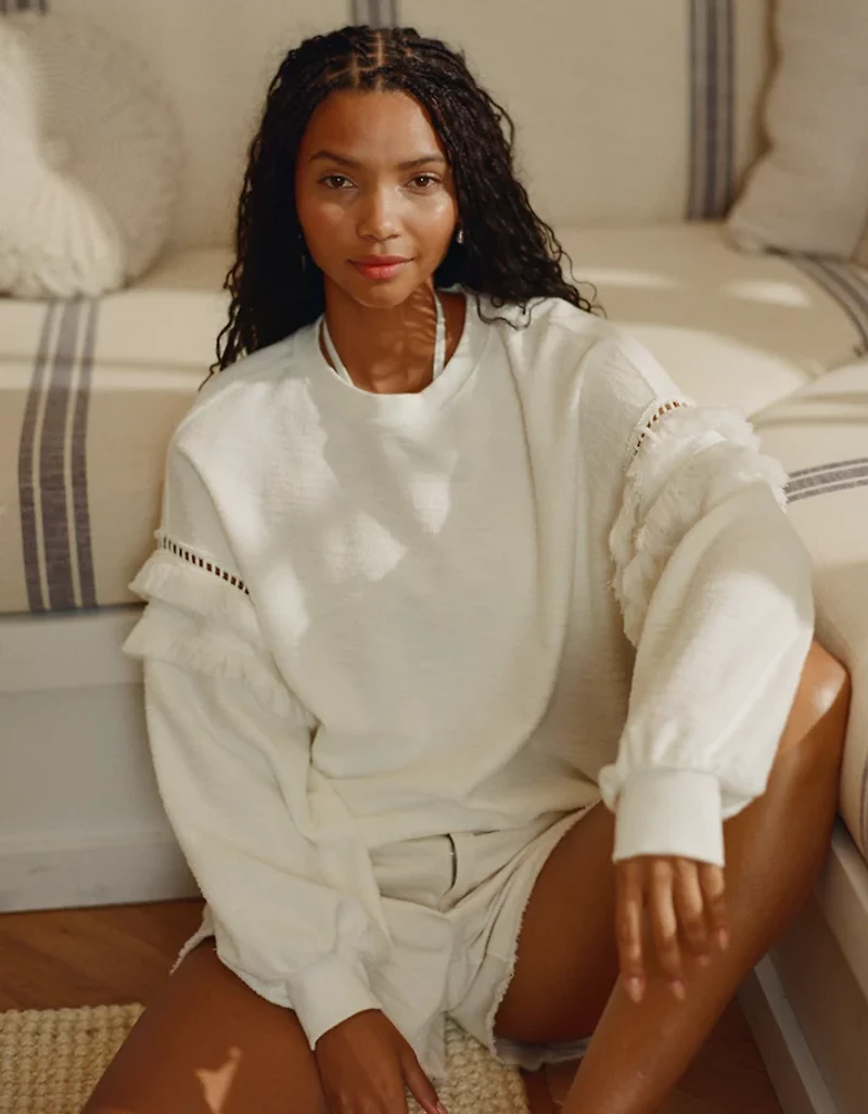 Aerie Textured Oversized Crew Sweatshirt