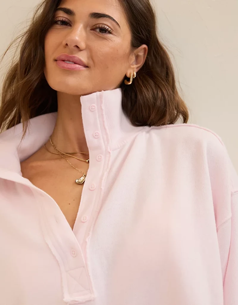 Aerie Vintage Popover Polo Sweatshirt