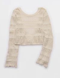 Aerie Reversible Crochet Wrap Sweater