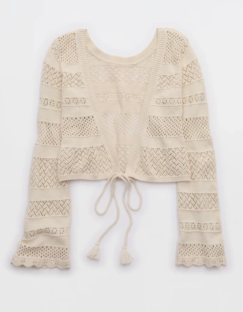 Aerie Reversible Crochet Wrap Sweater