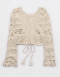 Aerie Reversible Crochet Wrap Sweater