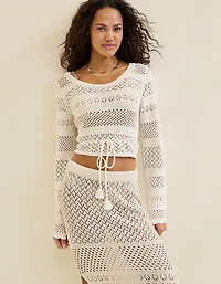 Aerie Reversible Crochet Wrap Sweater