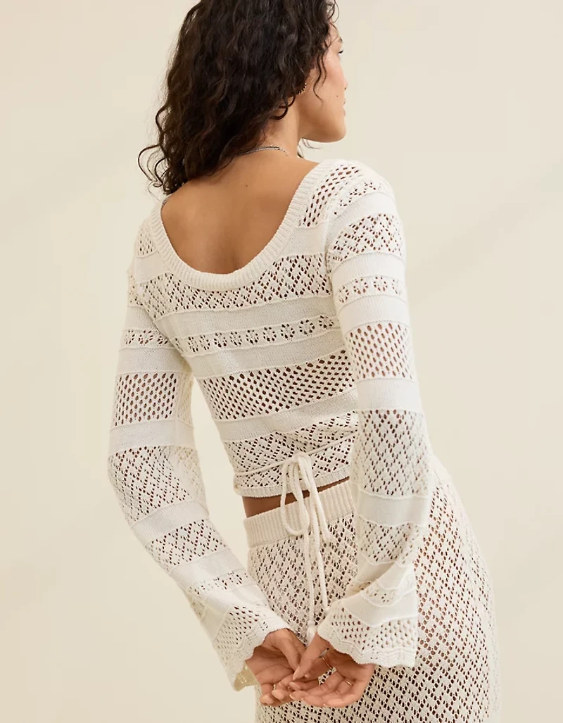 Aerie Reversible Crochet Wrap Sweater