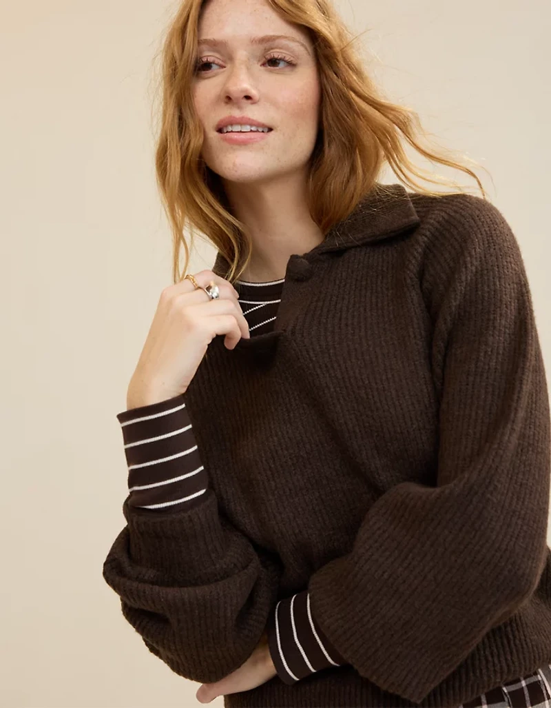 Aerie Classic Quarter Button Sweater