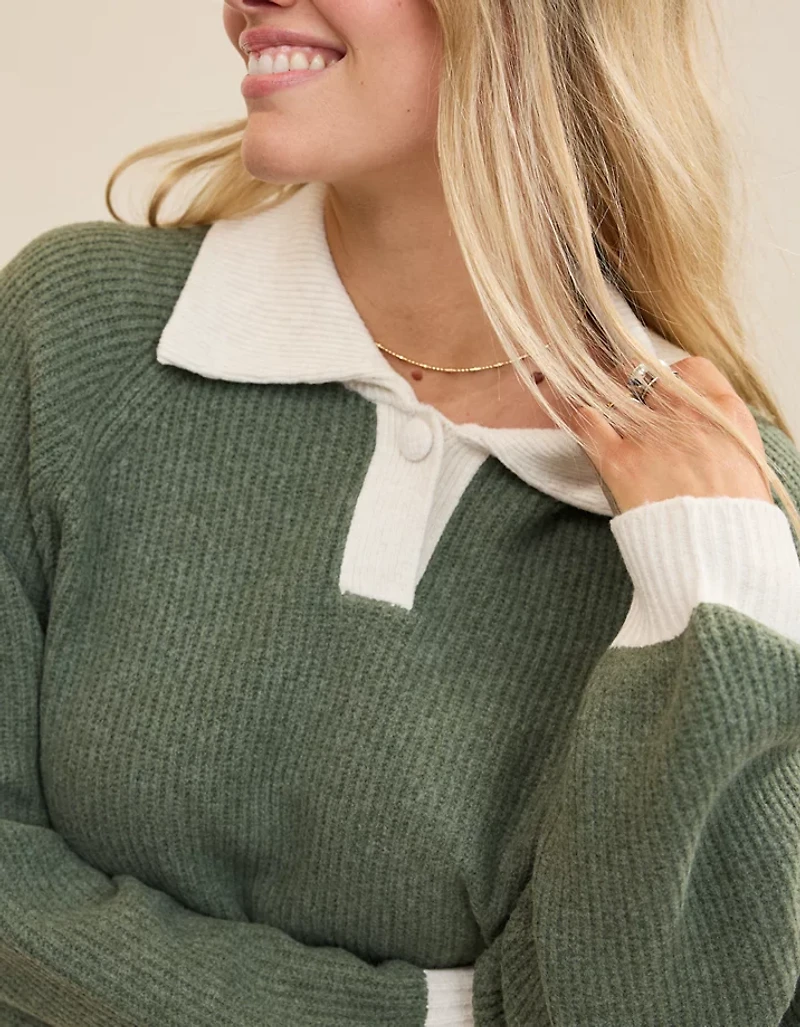 Aerie Classic Quarter Button Sweater