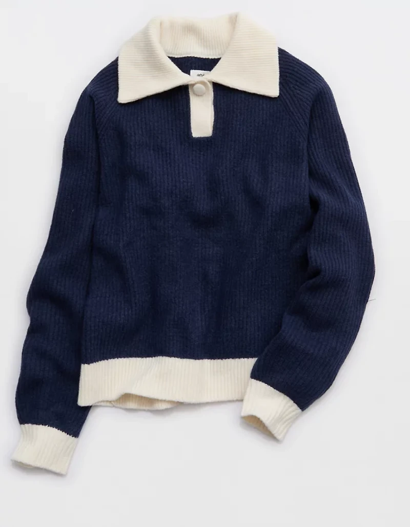 Aerie Classic Quarter Button Sweater