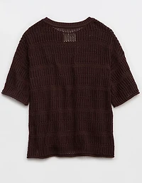 Aerie Crochet Oversized Short Sleeve Sweater
