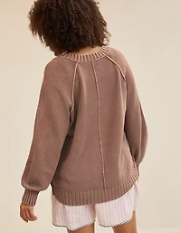 Aerie Vintage Cotton V Neck Sweater