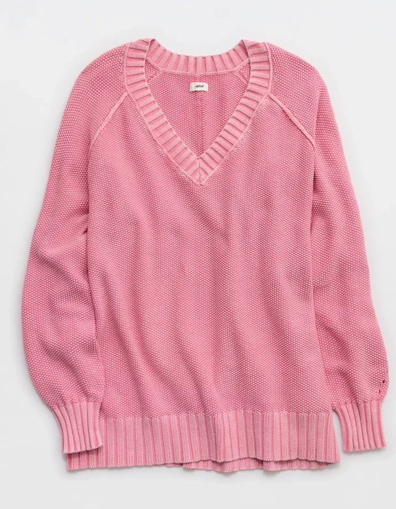 Aerie Vintage Cotton V Neck Sweater