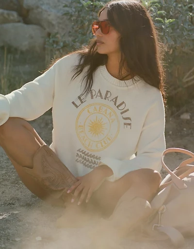 Aerie Sunkissed Cotton Graphic Sweater