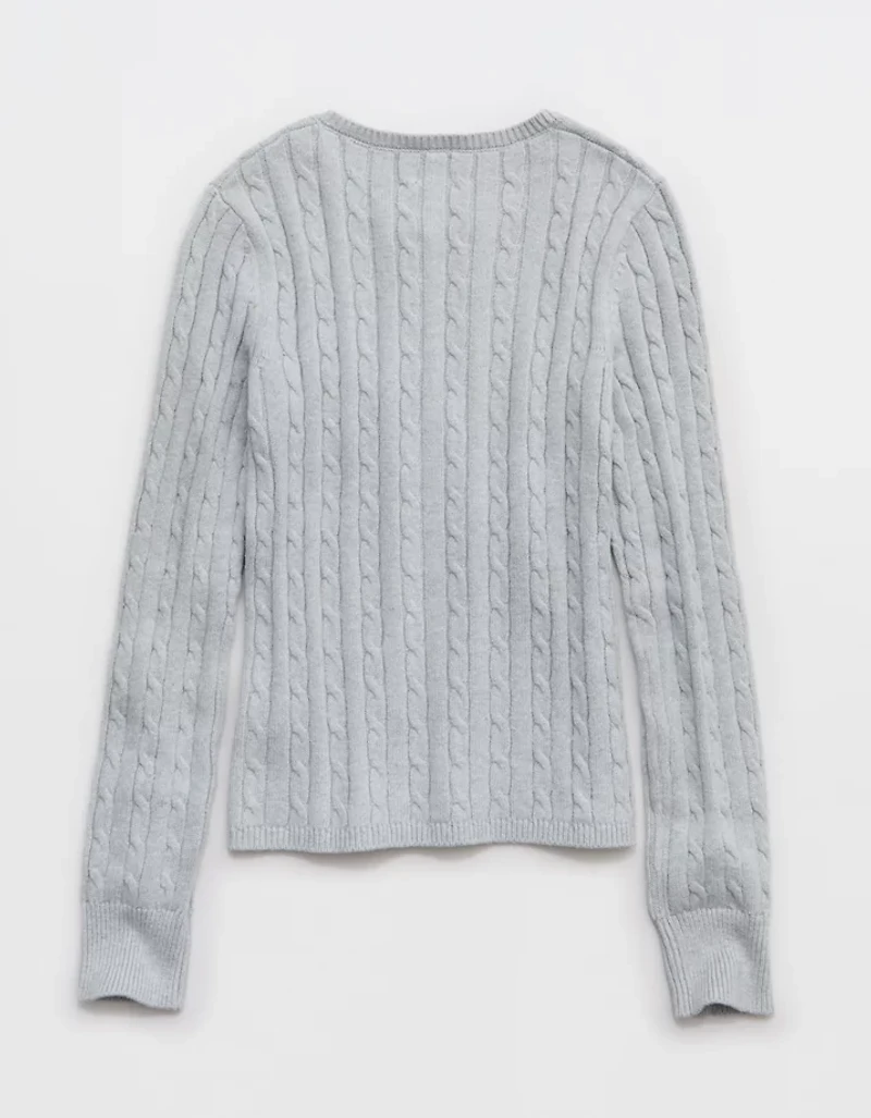 Aerie Cotton Cable Henley Sweater