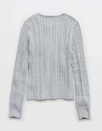 Aerie Cotton Cable Henley Sweater