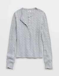 Aerie Cotton Cable Henley Sweater