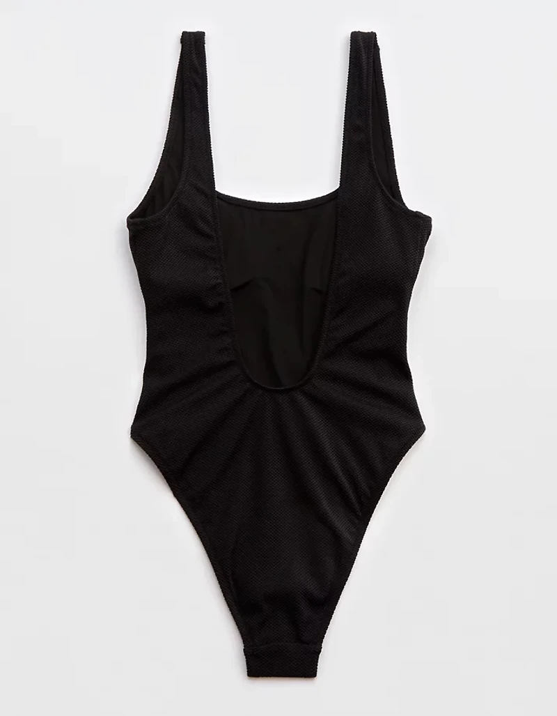 Aerie Shine Pique Babewatch One Piece Swimsuit