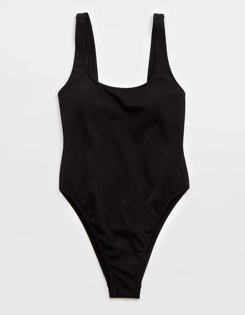 Aerie Shine Pique Babewatch One Piece Swimsuit