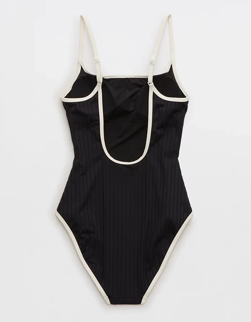 Aerie Wide Rib Scoop Full Coverage One Piece Swimsuit