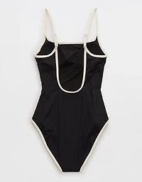 Aerie Wide Rib Scoop Full Coverage One Piece Swimsuit