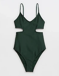 Aerie Shine Rib Voop Cheeky One Piece Swimsuit