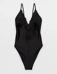 Aerie Shine Lace Plunge One Piece Swimsuit