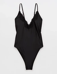Aerie Shine Lace Plunge One Piece Swimsuit