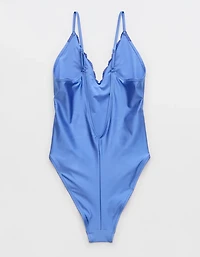 Aerie Shine Lace Plunge One Piece Swimsuit