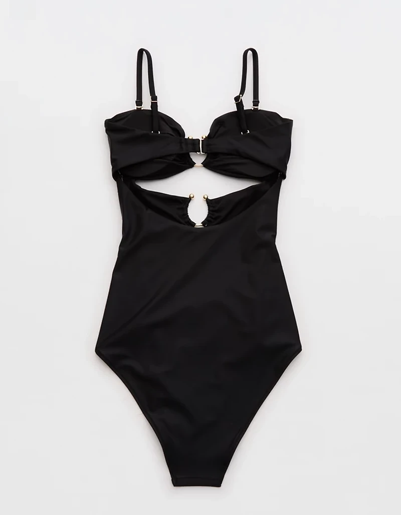 Aerie Bandeau Cut Out One Piece Swimsuit