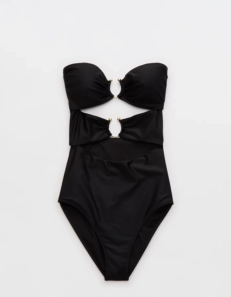 Aerie Bandeau Cut Out One Piece Swimsuit