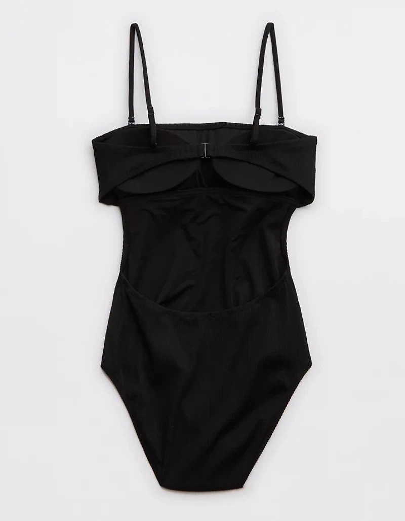 Aerie Ribbed Strapless One Piece Swimsuit
