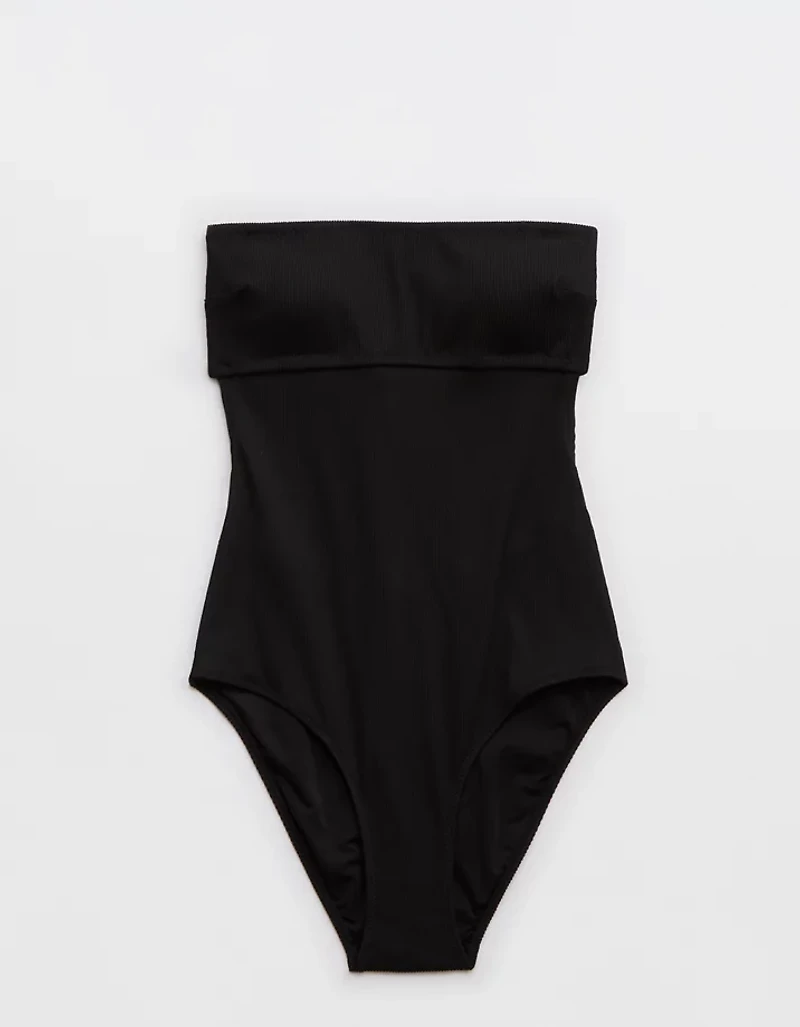 Aerie Ribbed Strapless One Piece Swimsuit