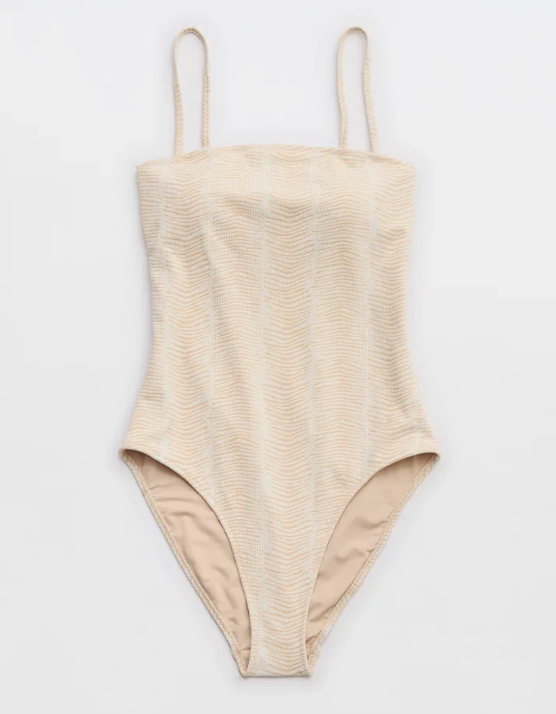 Aerie Jacquard Bandeau One Piece Swimsuit