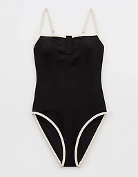 Aerie Shine Henley One Piece Swimsuit
