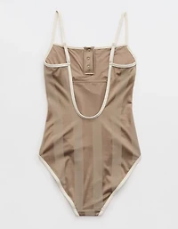 Aerie Shine Henley One Piece Swimsuit