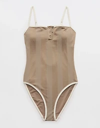 Aerie Shine Henley One Piece Swimsuit