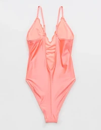 Aerie Shine Lace Plunge One Piece Swimsuit