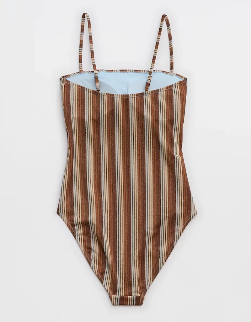 Aerie Sparkle Bandeau One Piece Swimsuit