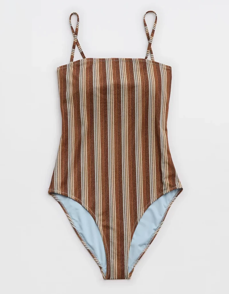 Aerie Sparkle Bandeau One Piece Swimsuit