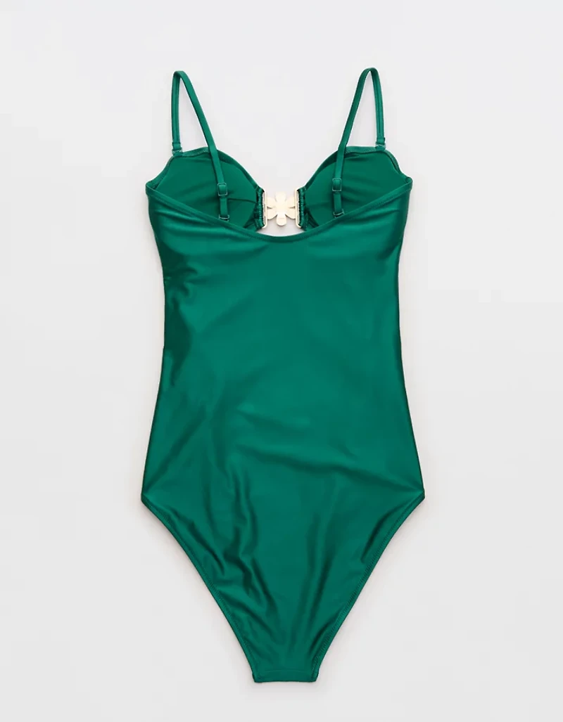 Aerie Floral Clasp One Piece Swimsuit