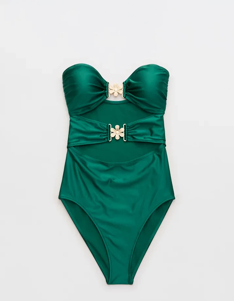 Aerie Floral Clasp One Piece Swimsuit