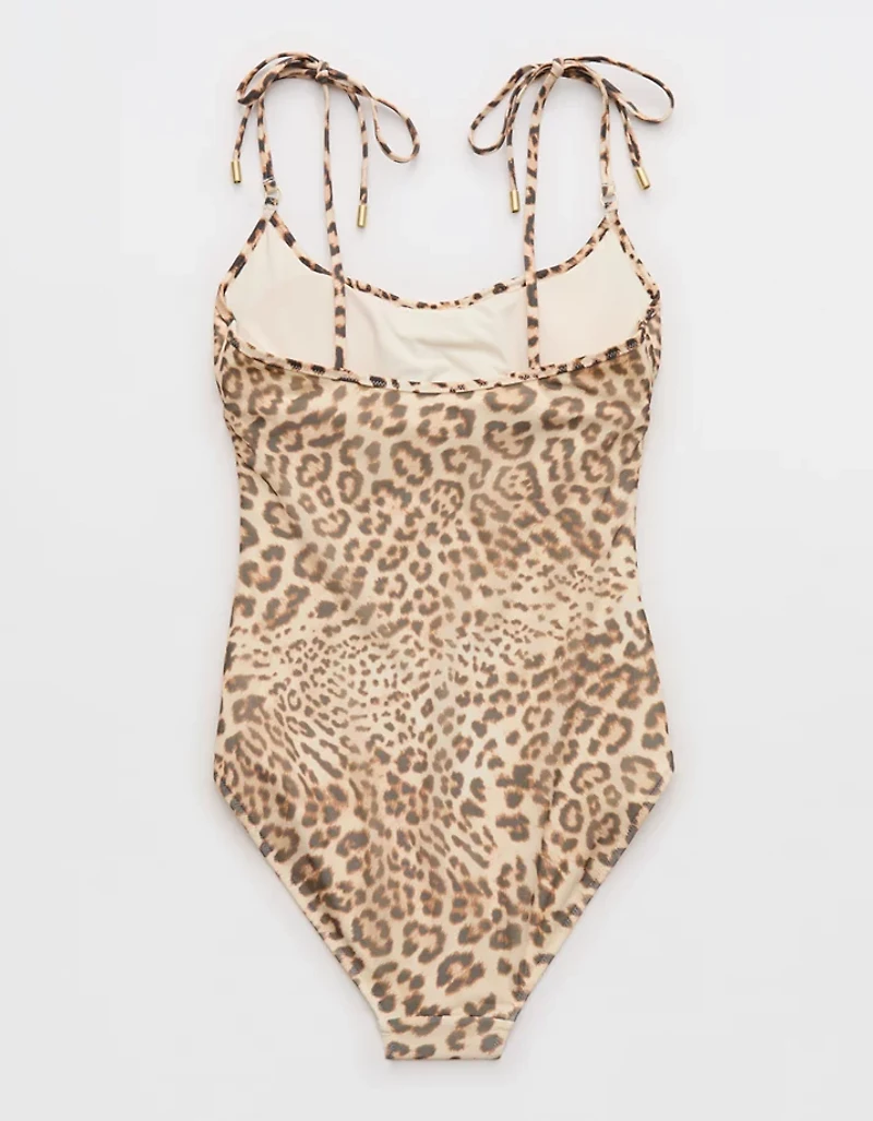 Aerie Mesh Ruched Scoop Full Coverage One Piece Swimsuit