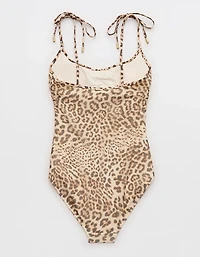 Aerie Mesh Ruched Scoop Full Coverage One Piece Swimsuit
